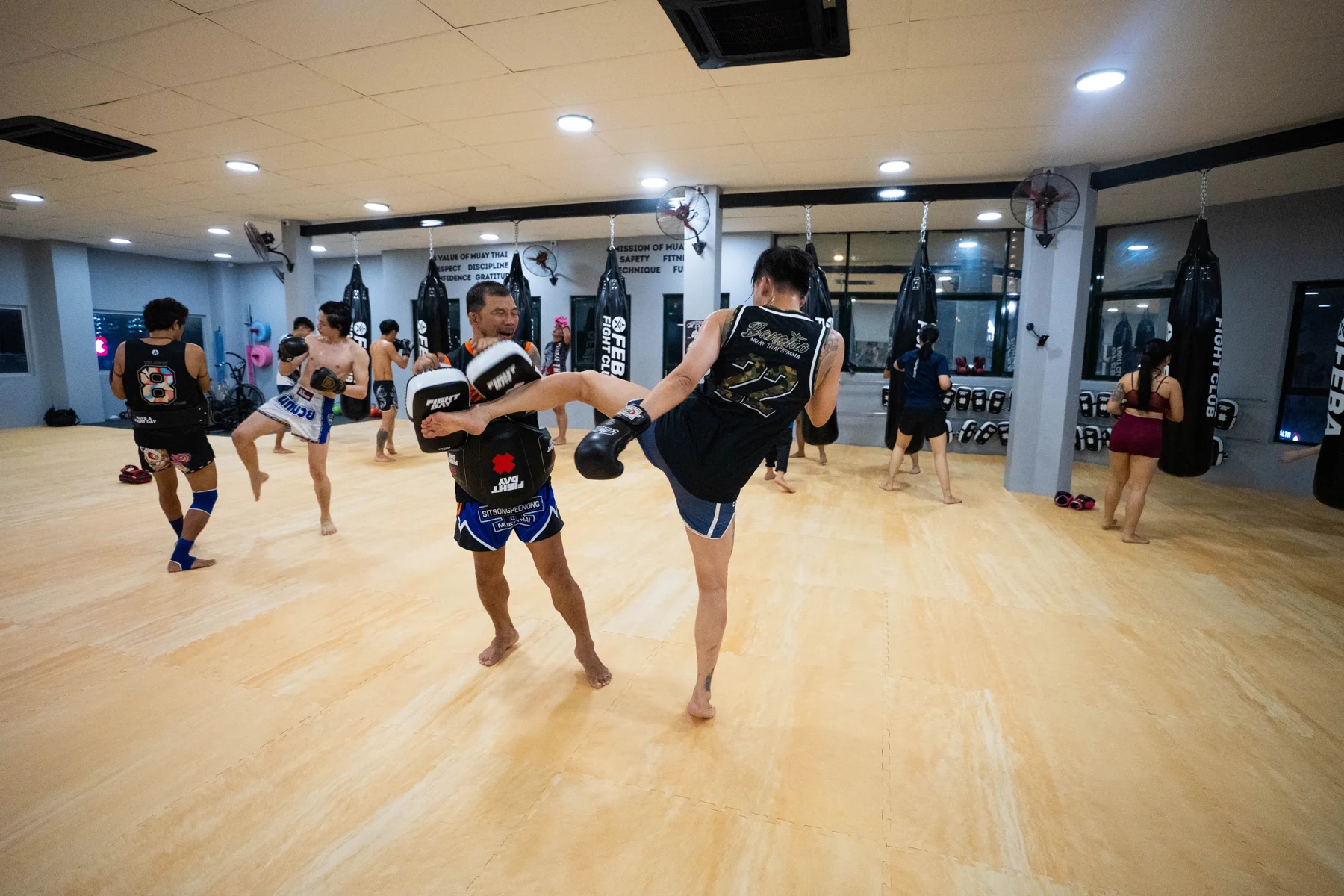 Members working on pad combinations during a FEBA Kepong class